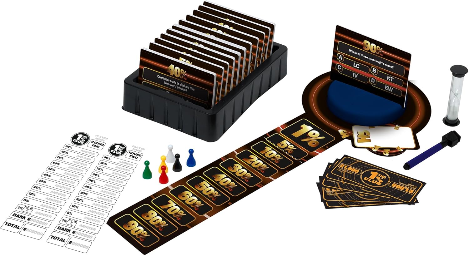 The 1% Club Board Game Box Contents